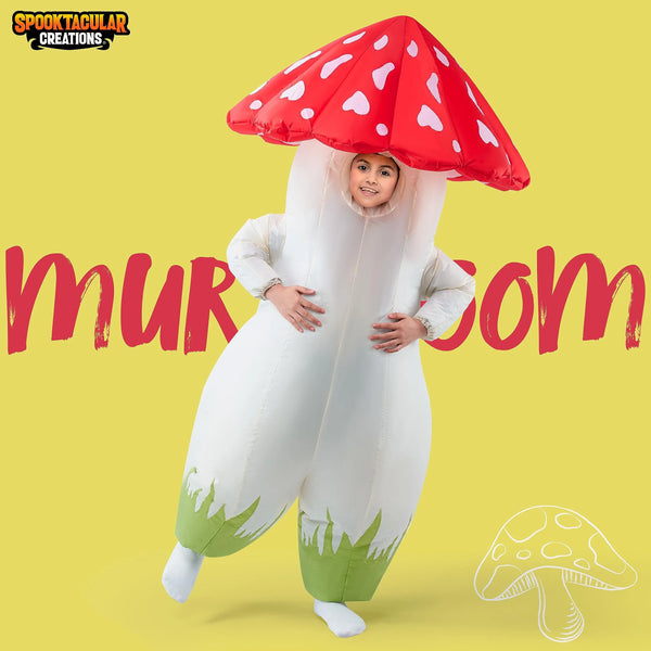 Inflatable Costume Full Body Mushroom Air Blow-up Deluxe Halloween Costume