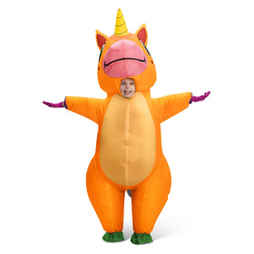 Inflatable Full Body Orange Unicorn Air Blow Up Halloween Costumes