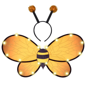 Light Up Honey Bee Wings and Bee Antenna Headband Costume Accessories for Women, Girls