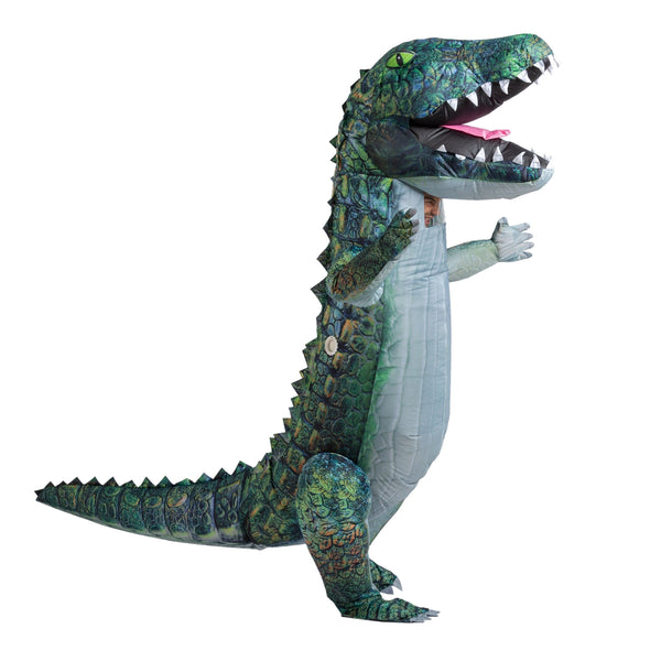 Inflatable Costume Full Body Alligator Air Blow-up Deluxe Halloween Costume - Adult Size Green - Spooktacular Creations