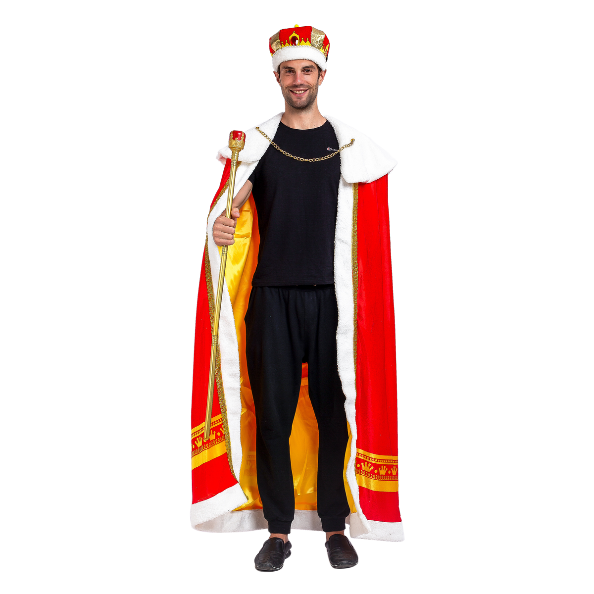 King Robe Prop Regal King Royal Robe Cosplay Costume Set with King Crown and Scepter ...