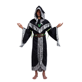 Mystical Dark Sorcerer with Glow Arm Strings Cosplay Costumes for Men - Adult