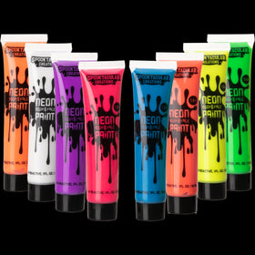 1 oz Neon Colors Face Paint Cosplay Makeup, 8 Pcs