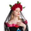 Day of the Dead Cosplay - Headband with Rose and Veil, Face Tattoo