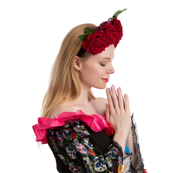 Day of the Dead 2 - Headband with Rose, Face Tattoo