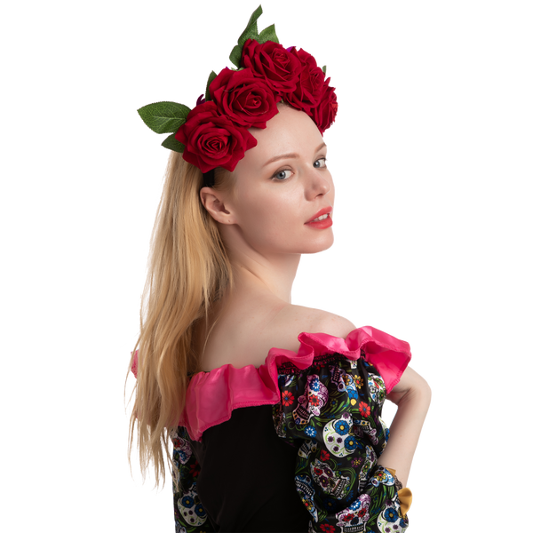 Day of the Dead 2 - Headband with Rose, Face Tattoo