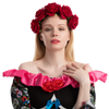 Day of the Dead Cosplay - Elastic Headband with Rose, Face Tattoo