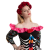 Day of the Dead Cosplay - Elastic Headband with Rose, Face Tattoo