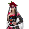 Day of the Dead Cosplay - Headband with Rose and Veil, Masquerade Eye Mask
