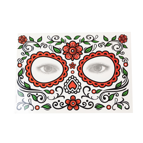 Day of the Dead Cosplay - Elastic Headband with Rose, Face Tattoo