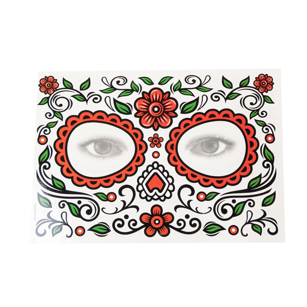 Day of the Dead Cosplay - Headband with Rose and Veil, Face Tattoo