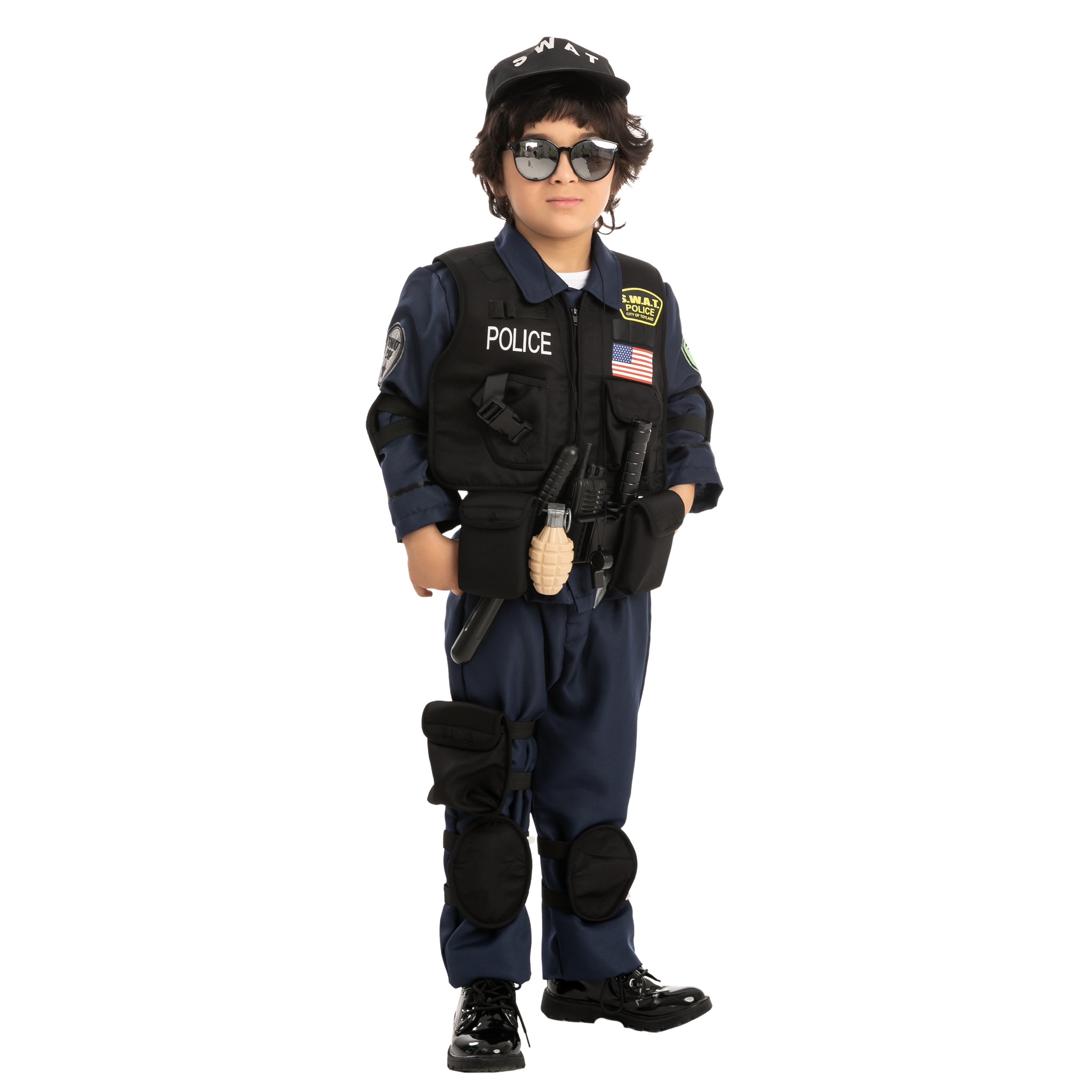 Spooktacular Creations Kids SWAT Costume, SWAT Police Officer Costume for  Boys Halloween Dress Up