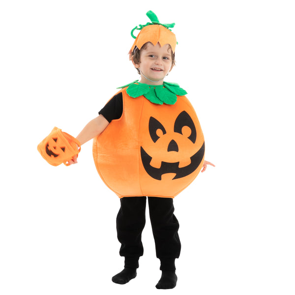 Pumpkin Costume with a Pumpkin Basket and a Hat - Child