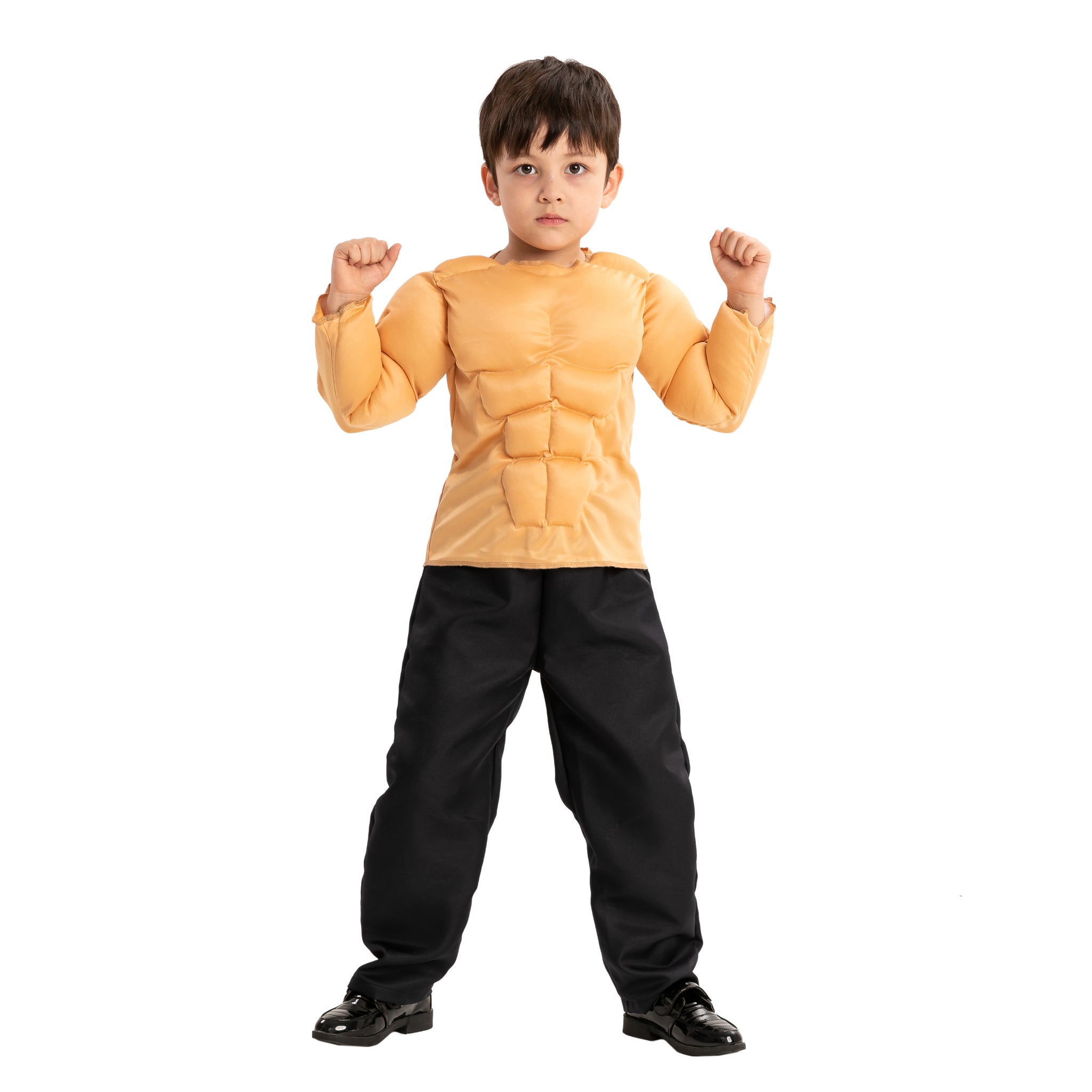 Child Boy Body Builder Costume Muscle Suit for Halloween Dress Up