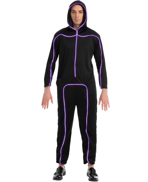 Purple LED Stick Figure Costume LED Stickman Costume - Adult