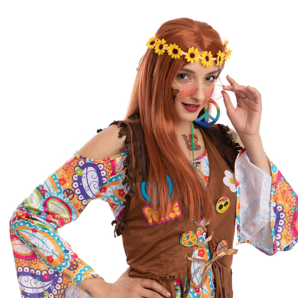 Hippie Wig Set Cosplay Accessaries - Adult