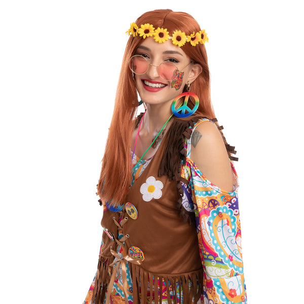 Hippie Wig Set Cosplay Accessaries - Adult