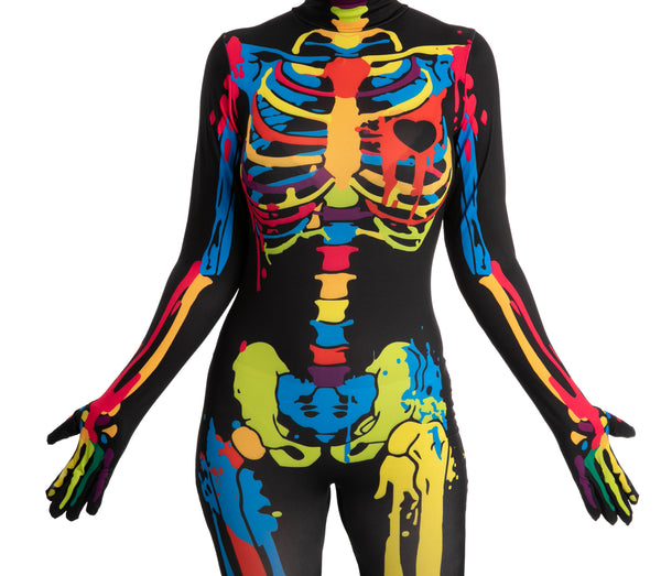 Colorful Skin-tight Skeleton Costume, Adult