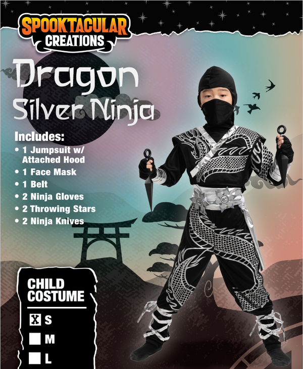 Silver Ninja Dragon Costumes - Child