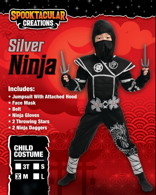 Silver Ninja Costume with Foam Accessories - Child