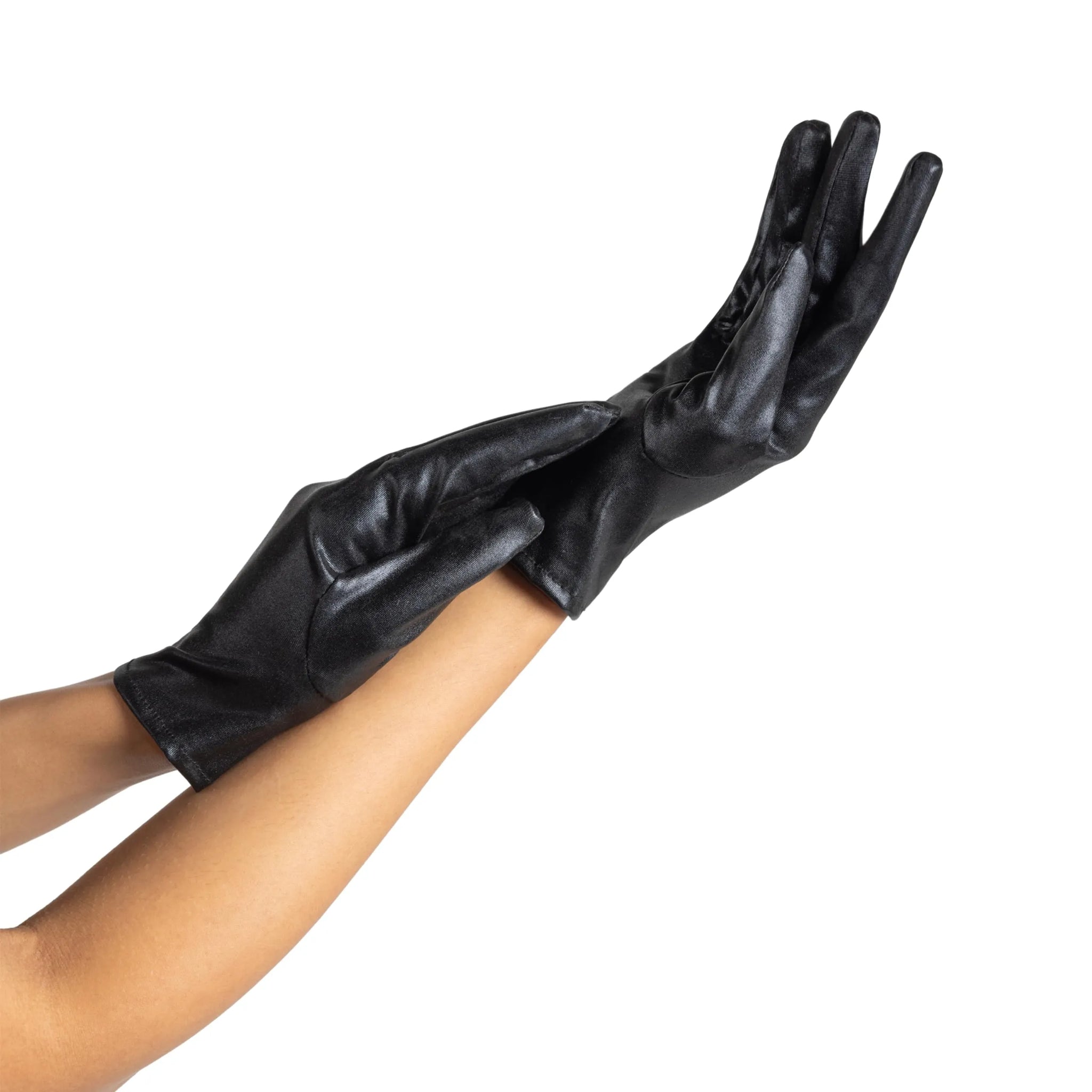 metallic handschuhe Unisex Shiny Black Metallic Gloves for Adult, Kids, Halloween Costume
