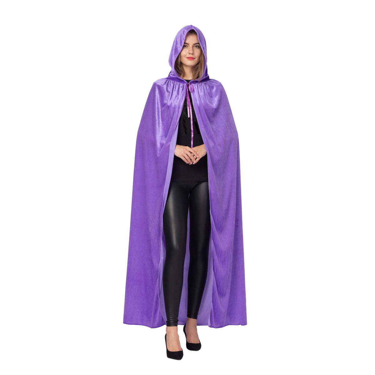 Long Hooded Velvet Cloak Cosplay Costume Role Play Women