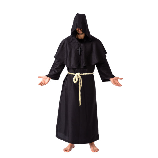 Medieval Hooded Monk Cloak Renaissance Priest Robe Halloween Costume - Adult - Spooktacular Creations