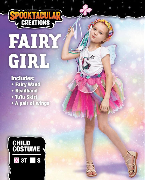 Pink Rainbow Fairy Princess Costume for Girls Dress Up with Tutu Dress and Accessories - Spooktacular Creations