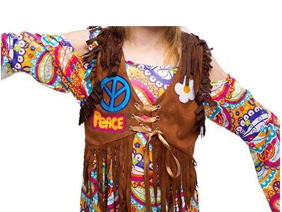 Peace Love 60s/70s Happy Hippie Girl Costume with Hippie Accessories for Kids - Spooktacular Creations