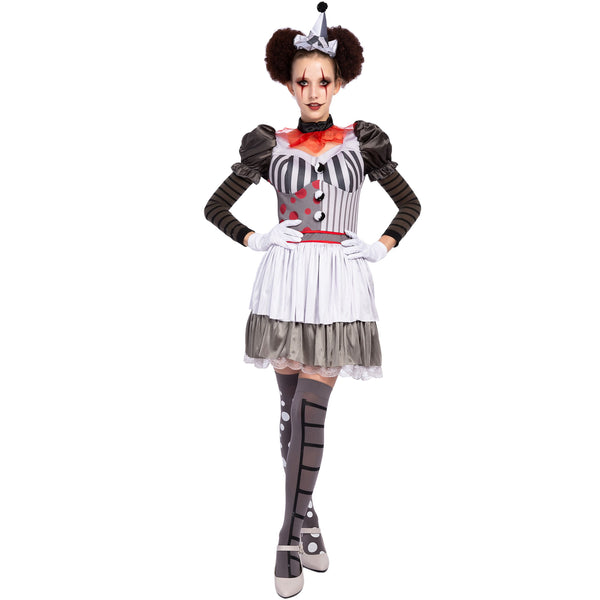Sexy Creepy Evil Scary Clown Costume for Women - Adult