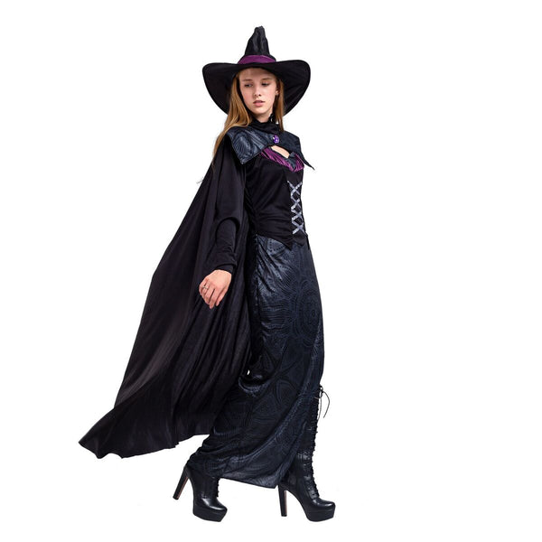 Gothic Wicked Purple Witch Halloween Costume Deluxe Set for Women - Spooktacular Creations