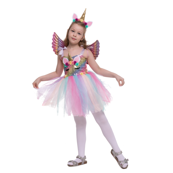 Unicorn Sequin Colorful Costume Cosplay Role Play - Girls