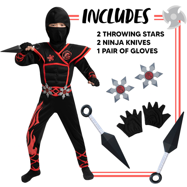 Child Unisex Red Flame Ninja Costume