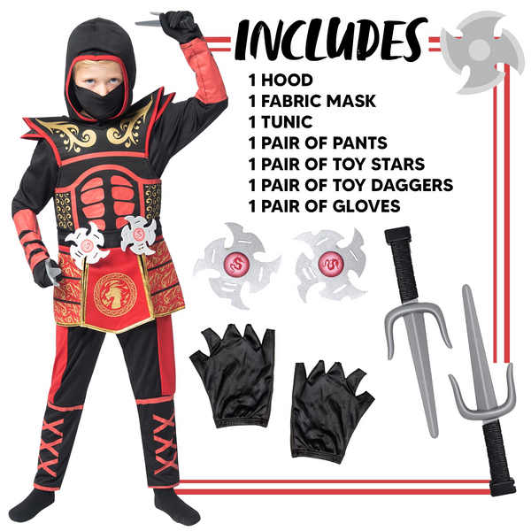 Child Boy Scarlet Ninja Costume