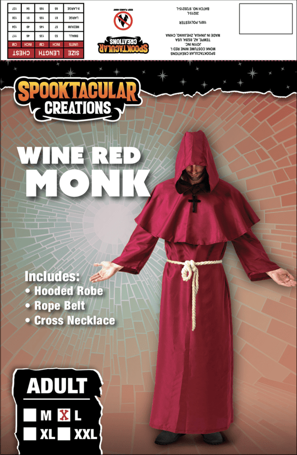 Medieval Hooded Monk Cloak Renaissance Priest Robe Halloween Costume - Adult - Spooktacular Creations