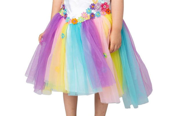 Unicorn Princess Rainbow Dress with Headband and Wings for Kids - Spooktacular Creations