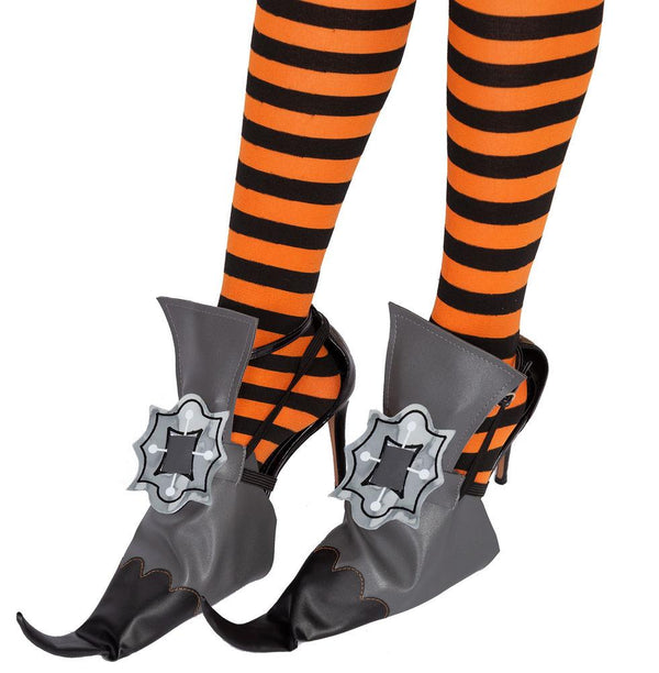 Unique Vintage Witch Shoe Cover w/Legging Accessories Set for Adult Halloween Dress Up Black - Spooktacular Creations