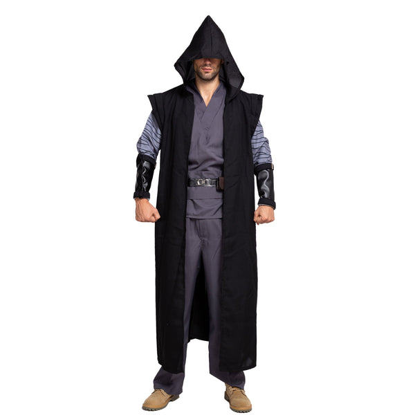 Master of Dark Fancy Gothic Costumes with Hooded Robe Cloak Tunic Outfit for Halloween Cosplay - Spooktacular Creations